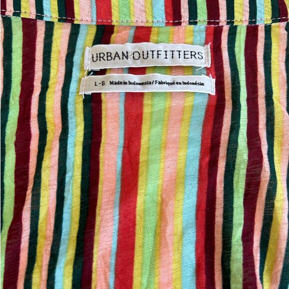 Urban Outfitters Multi Striped Chiffon Button Down Shirt Women's Large - Picture 10 of 10